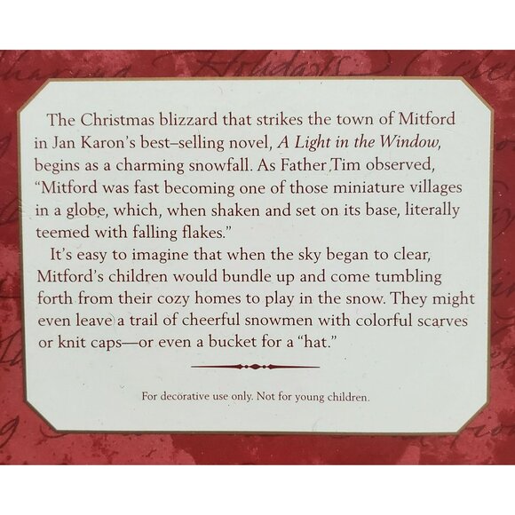 3 Hallmark Keepsake Snowmen Of Mitford Ornaments Christmas Holiday Snowman 1999 - Picture 11 of 12